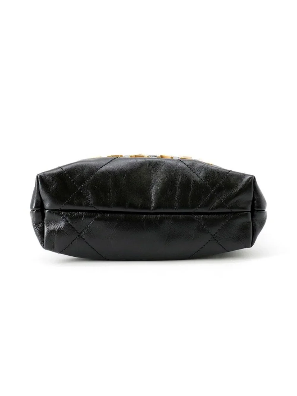 Chanel 22 Mini CC Logo Shiny Calf Leather 2-Way Shoulder Bag Black